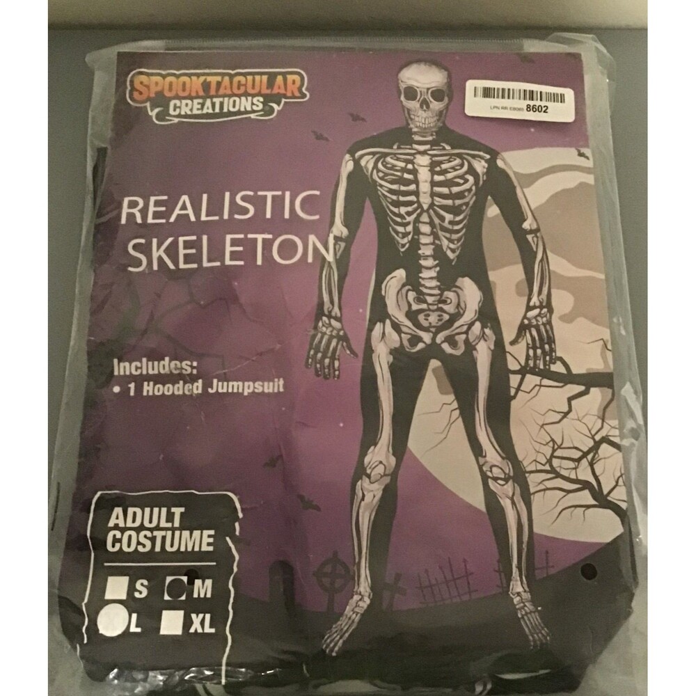 REALISTIC SKELETON Costume Adult MEDIUM Halloween Spooktacular NIP